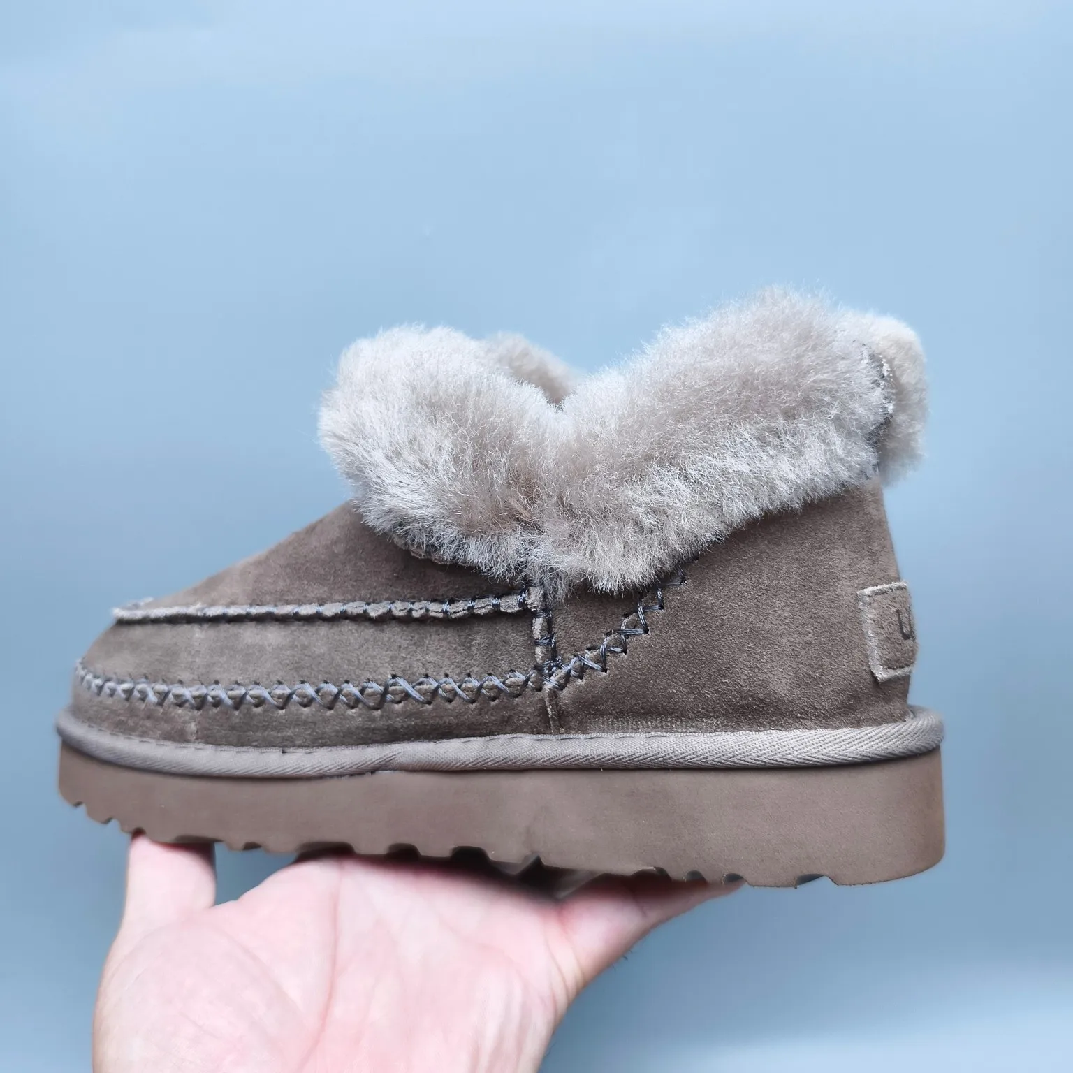💰480 Sheepskin all-in-one snow boots for women 8224 suede trendy style Color: Maroon Antelope Brown Size: 35-40
